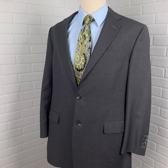 Hart Schaffner Marx Blazer Men 44 Gray Woven Surgeon Cuff Bespoke Classic Jacket - Picture 1 of 14
